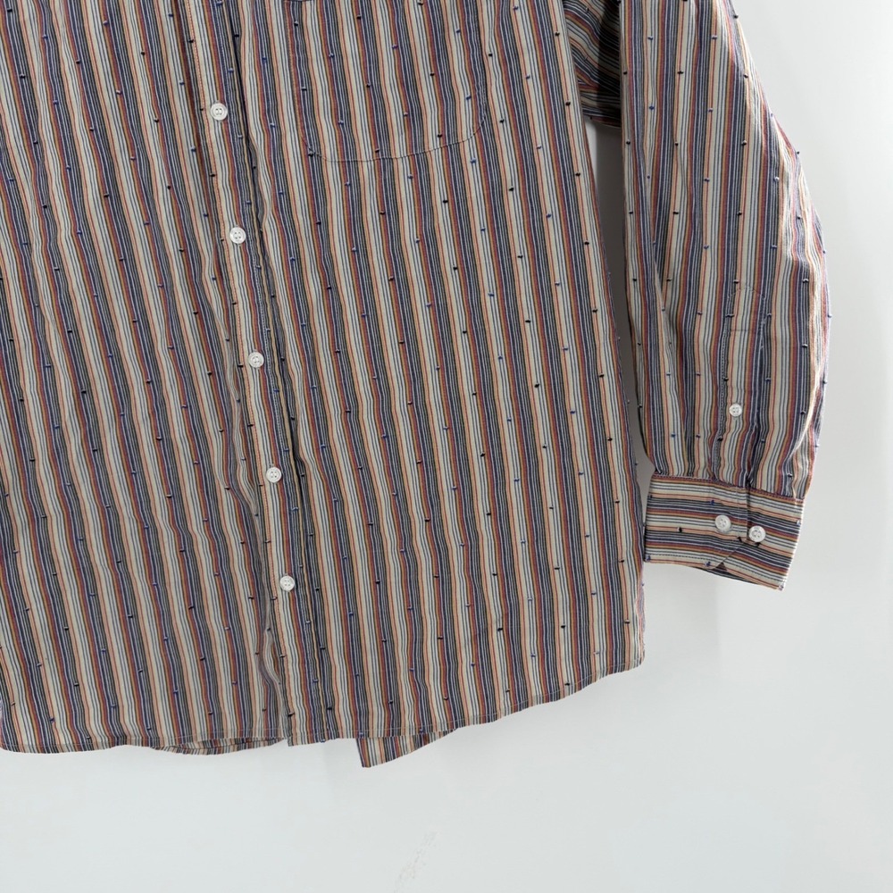 Road Mens XL‎ Button Down Shirt Multi Color Vertical Stripe Cotton Long SL - Picture 3 of 7